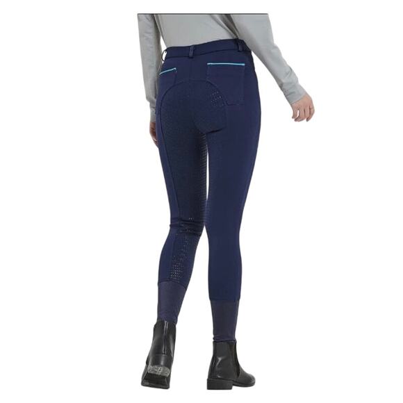 HR FARM Women’s Sz 28 Full Seat Silicone Grip Breeches Horse Riding Pants Navy - Picture 3 of 16